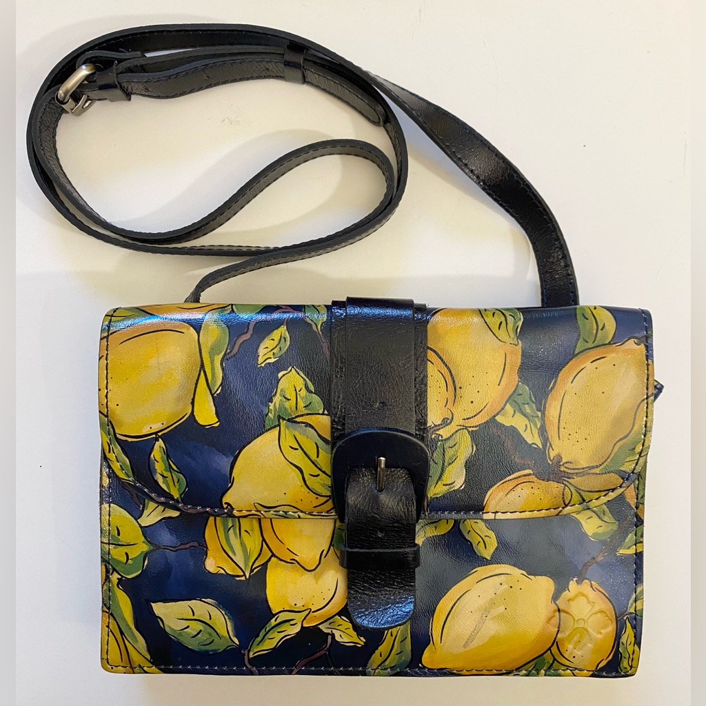 Patricia Nash Leather Crossbody Bag Purse Positano Limon Print (Lemon)